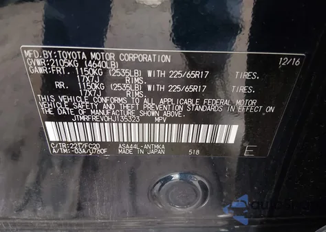 2017 Toyota Rav4 Xle from USA, damaged, VIN JTMRFREV0HJ135323